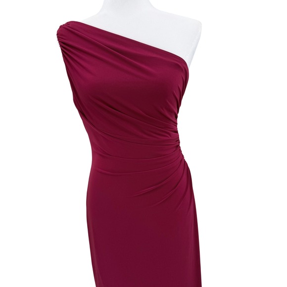 Lauren Ralph Lauren Evening One Shoulder Ruched Maxi Dress Deep Red Holidays 6 - Picture 4 of 10